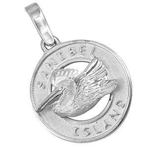 Sterling Silver Sanibel Disc with Pelican Pendant