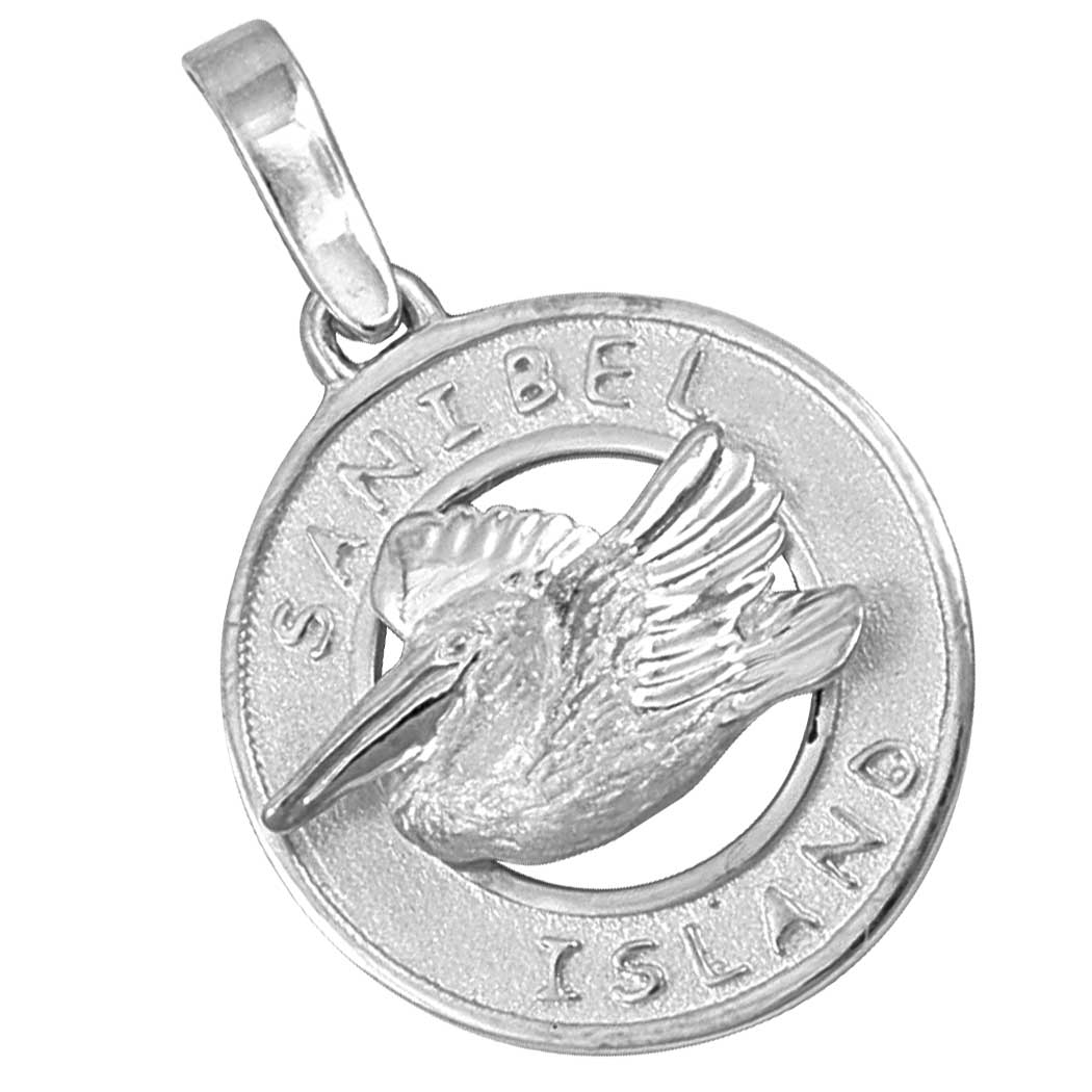 Sterling Silver Sanibel Disc with Pelican Pendant