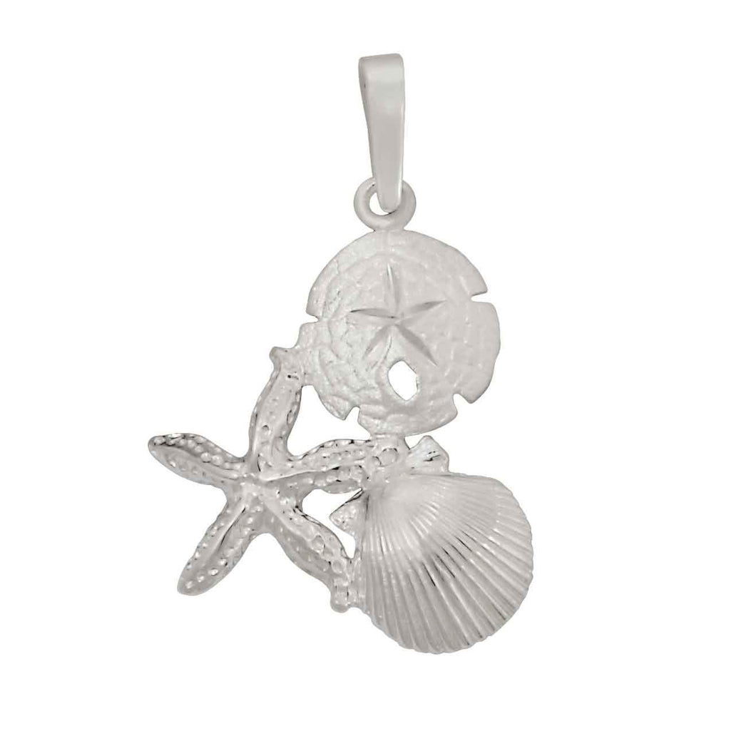 Sterling Silver Small Pectin, Starfish and Sanddollar Pendant