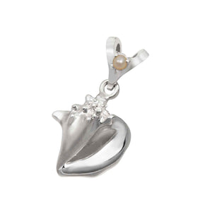 06 June "Birthshell": Sterling Silver Pendant: The Conch Shell with Pearl