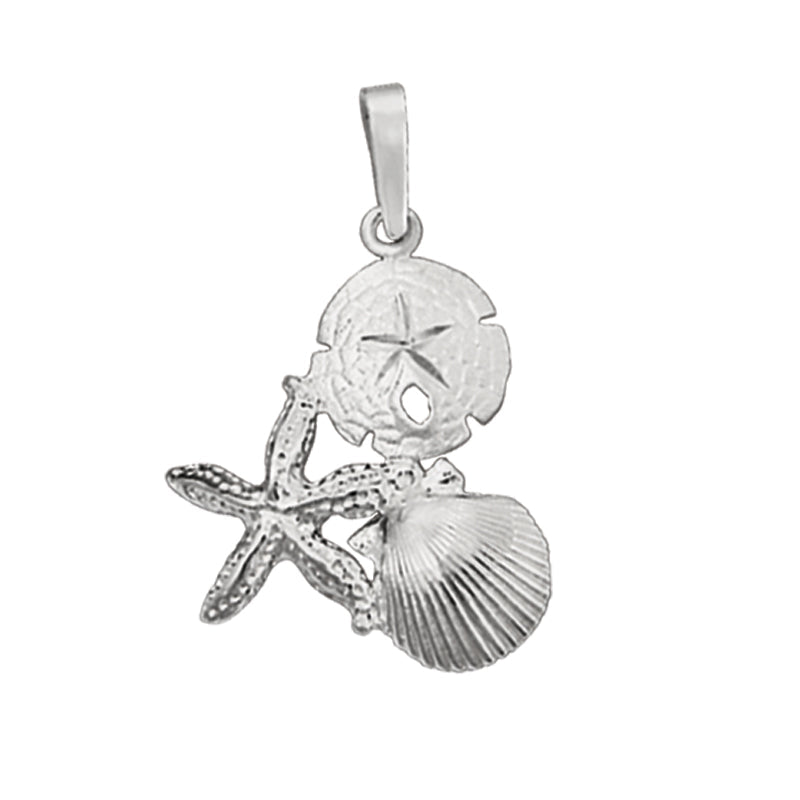 Sterling Silver Large Pectin, Starfish and Sanddollar Pendant