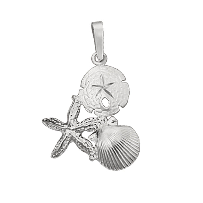 Sterling Silver Large Pectin, Starfish and Sanddollar Pendant