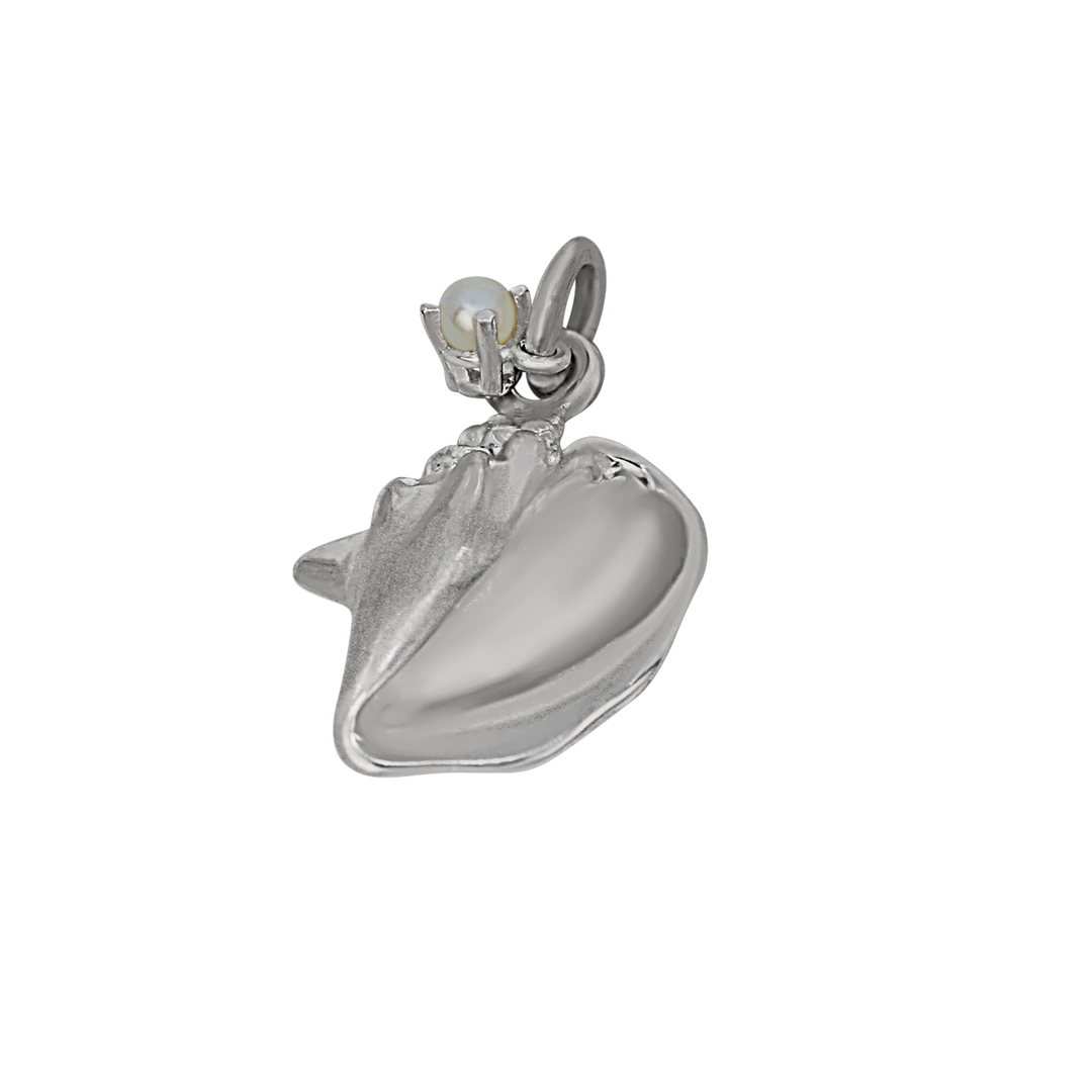 June "Birthshell" Sterling Silver Charm: The Conch Shell with Pearl