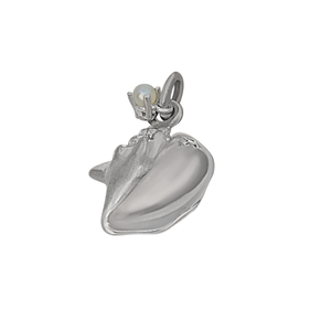06 June "Birthshell": Sterling Silver Charm: The Conch Shell with Pearl