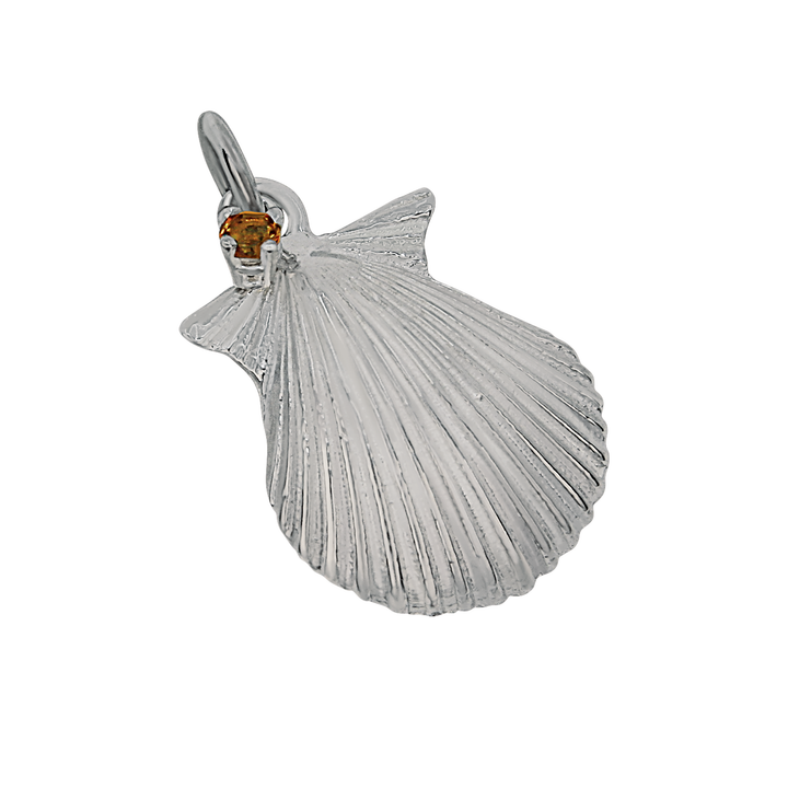 11 November "Birthshell" Sterling Silver Charm: The Scallop Shell with Citrine