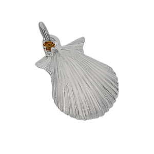 11 November "Birthshell": Sterling Silver Charm: The Scallop Shell with Citrine