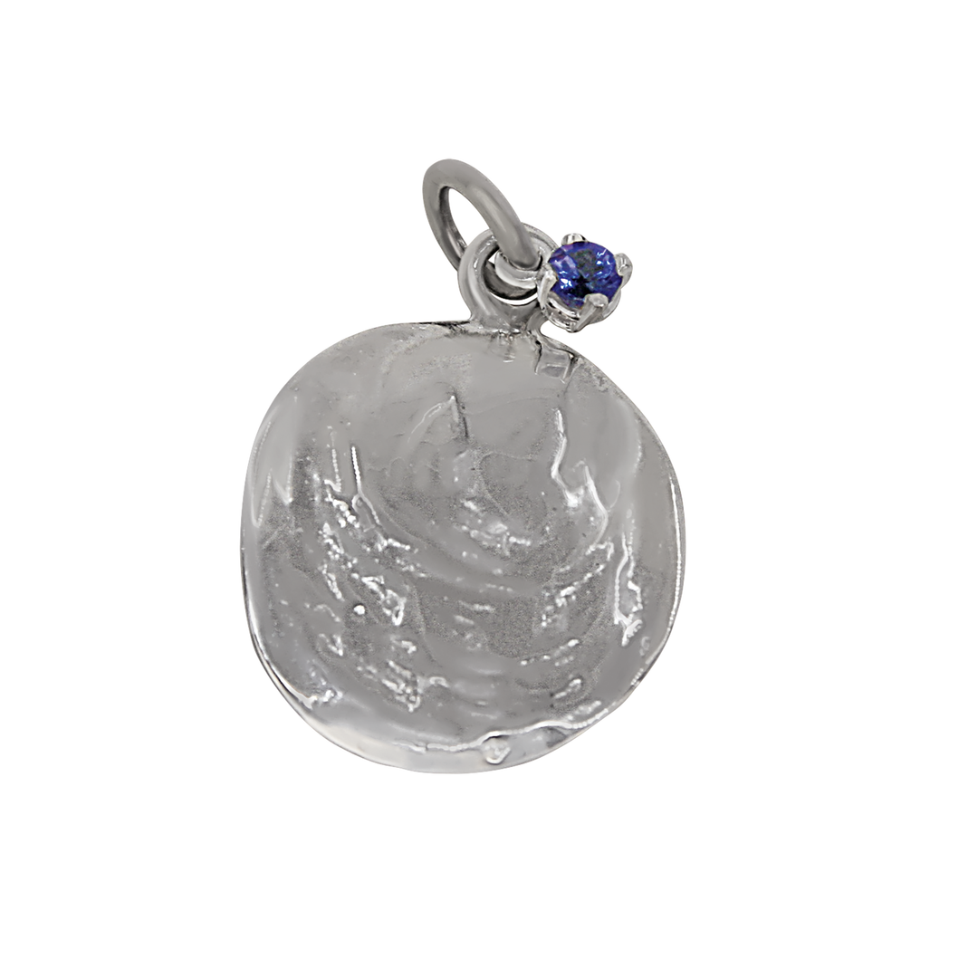 December "Birthshell" Sterling Silver Charm: The Jingle Shell with Tanzanite