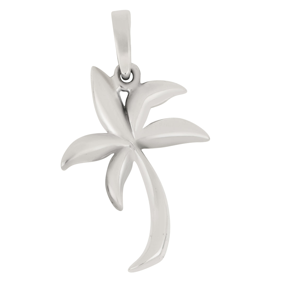 Sterling Silver Medium Soft Graphic Palm Tree Pendant