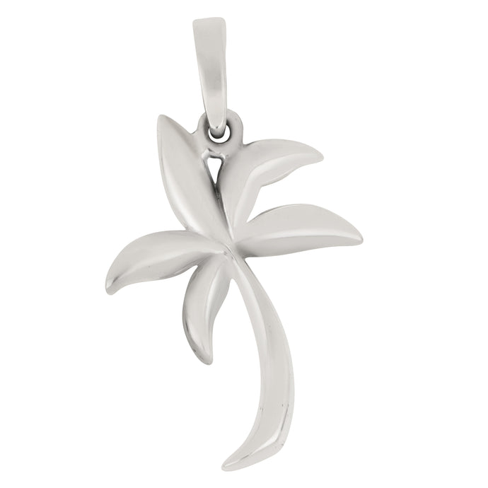 Sterling Silver Med Soft Graphic Palm Tree Pendant