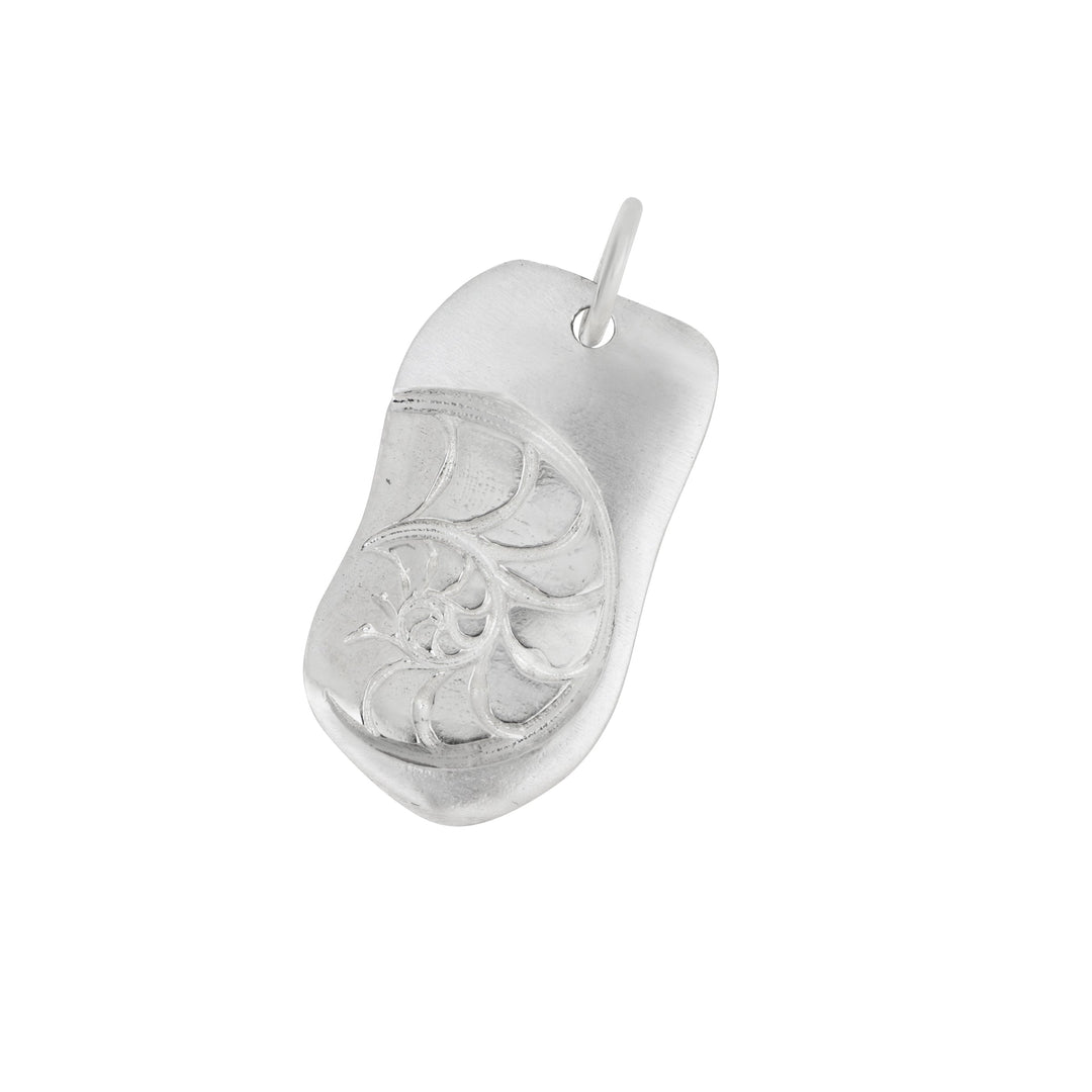 Sterling Silver Nautilus Tag "Seashells are Love Letters in the Sand" Pendant
