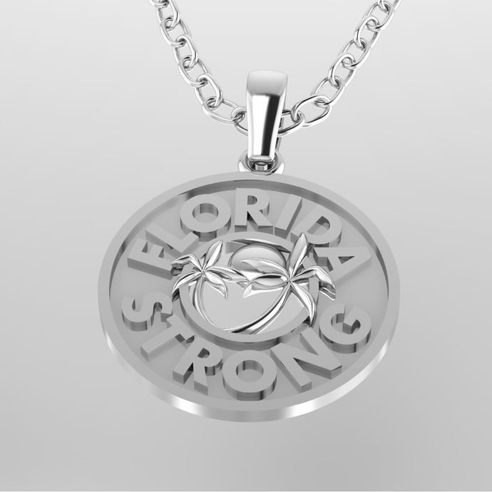 Sterling Silver Florida Strong pendant with 18” 1.2mm Round Box Chain