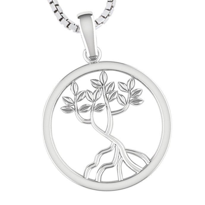 Sterling Silver Circle Mangrove Pendant on 18” Box Chain