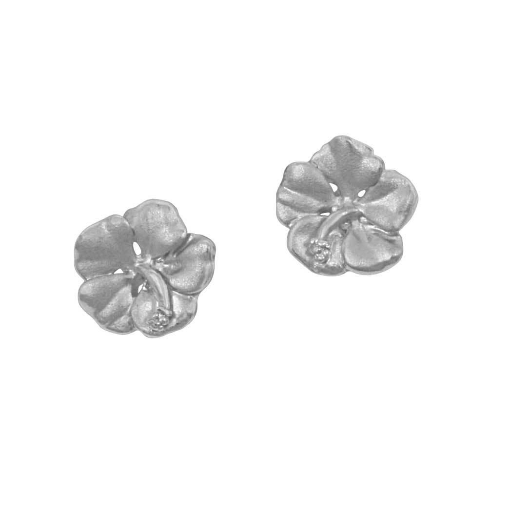 Sterling Silver Small Hibiscus Earrings