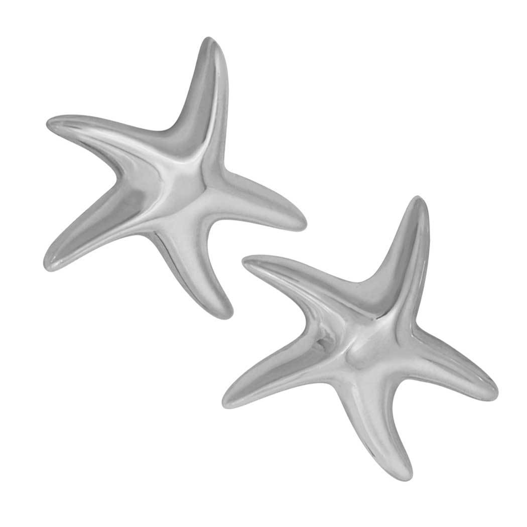 Sterling Silver Shiny Starfish Earrings