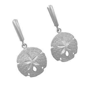 Sterling Silver 17mm Sanddollar Euro Wire Earrings