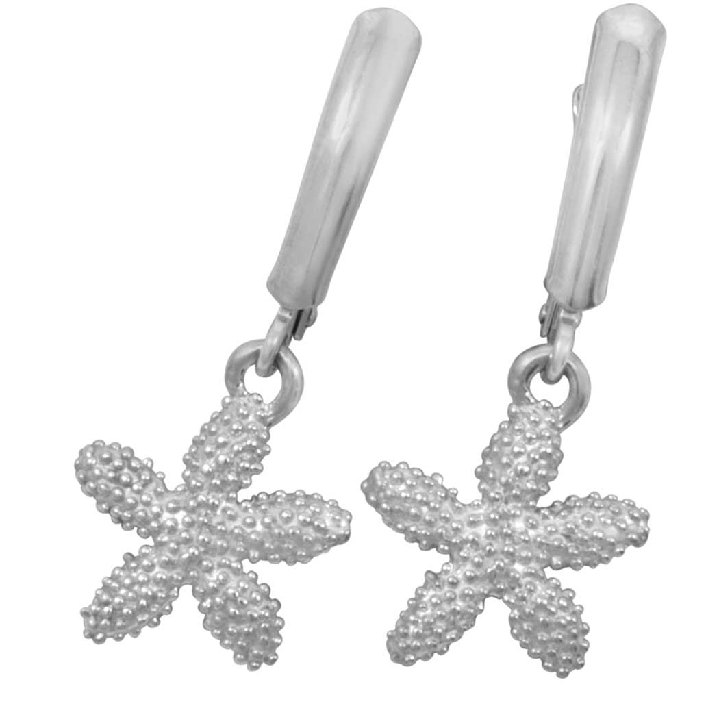 Sterling Silver Knobby Starfish Euro Earrings