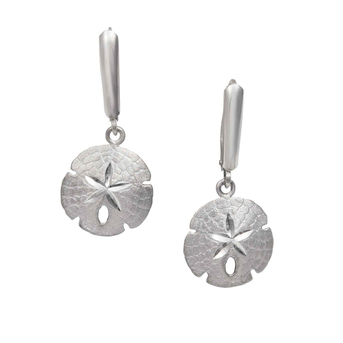 Sterling Silver 14mm Sanddollar Euro Wire Earrings