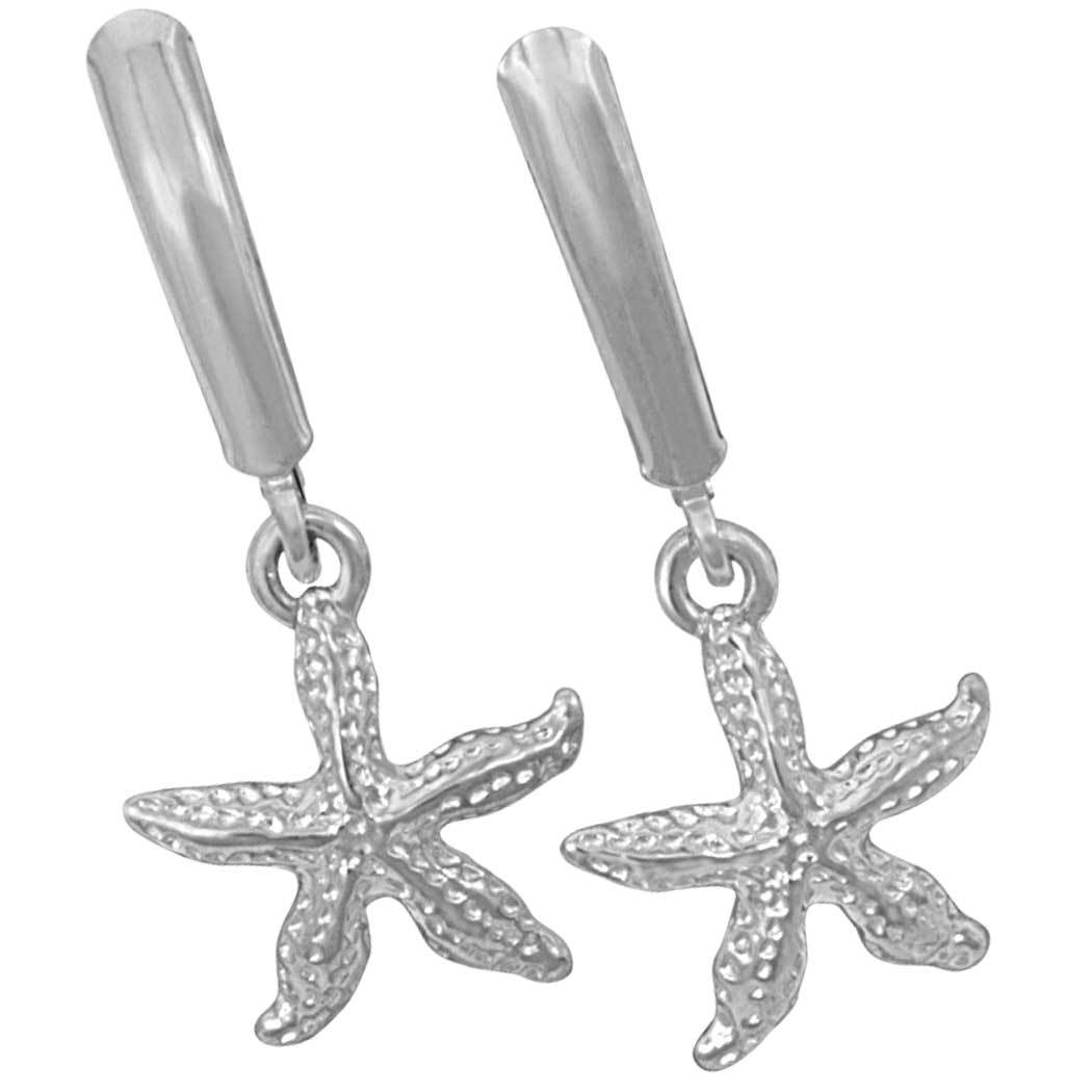 Sterling Silver Small Starfish Euro Wire Earrings