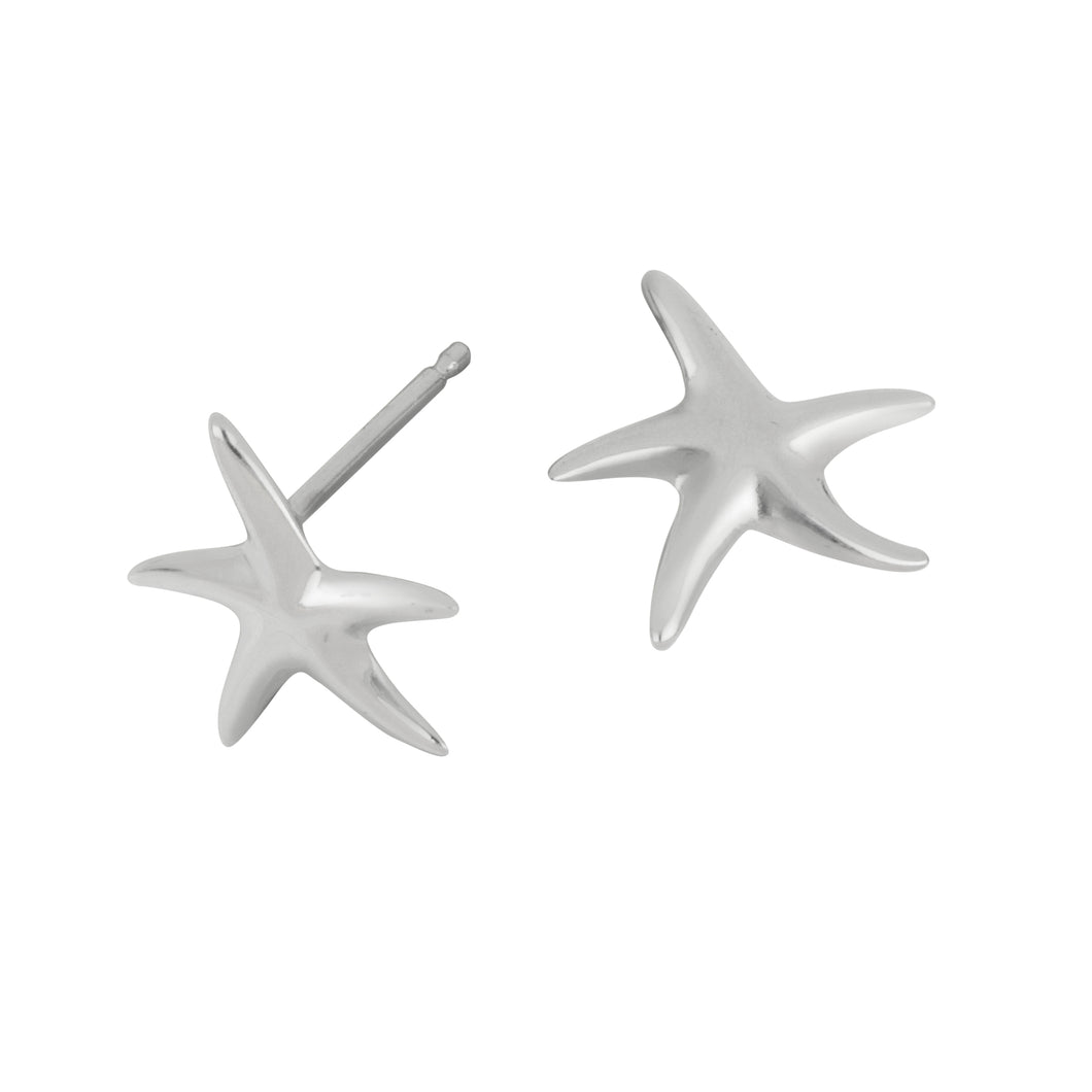 Sterling Silver Small Polished Starfish Earrings