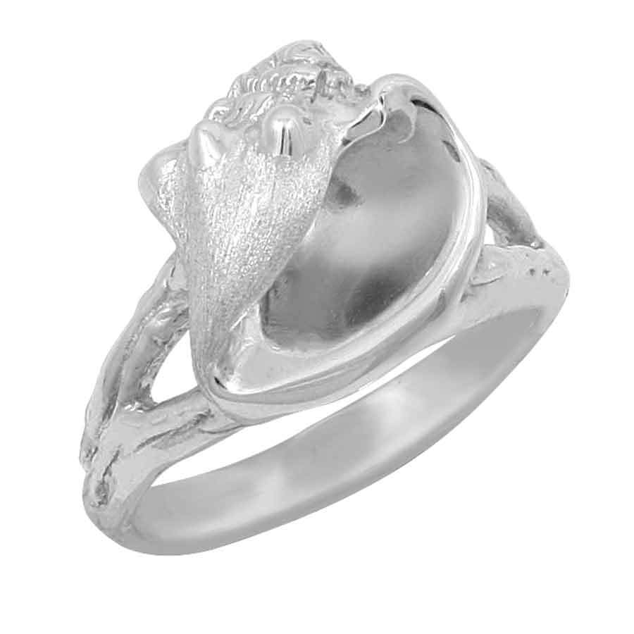 Sterling Silver Large Stylized Conch Ring
