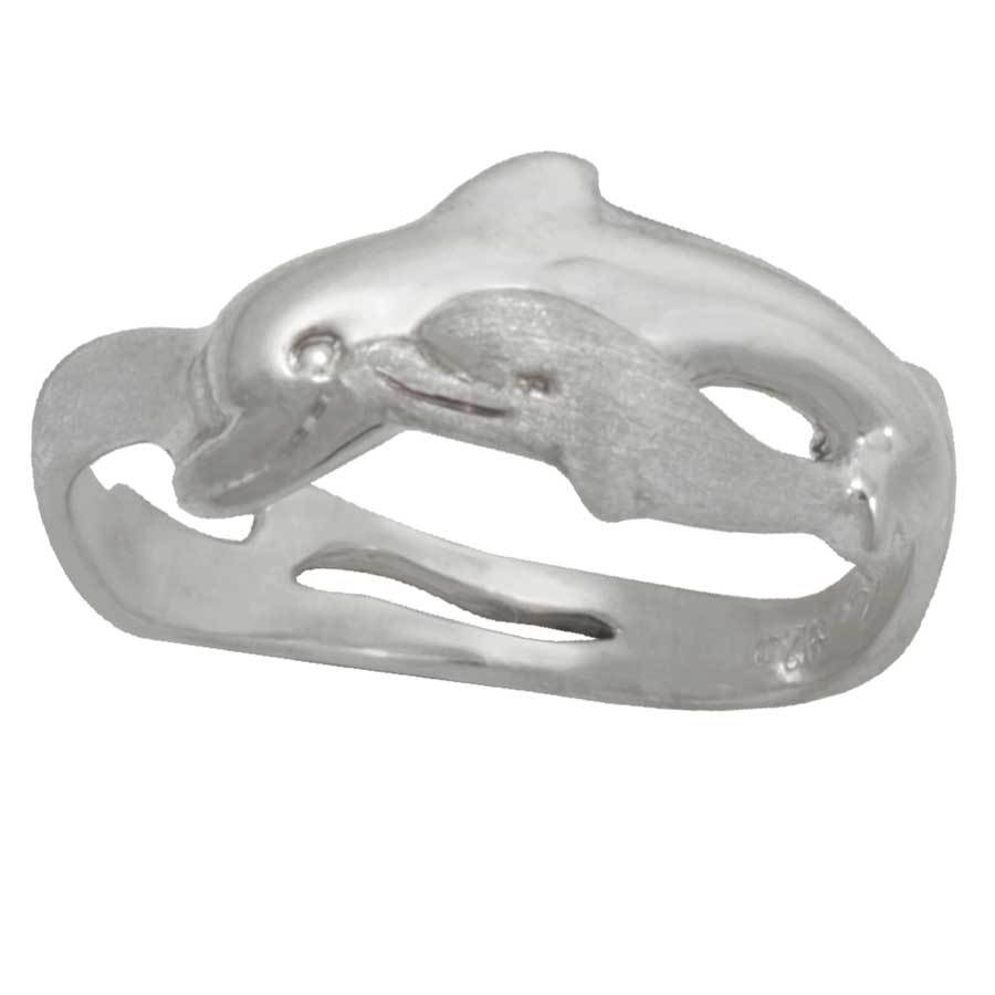 Sterling Silver Mom and Baby Dolphin Ring