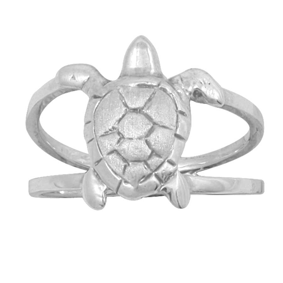 Sterling Silver Small Sea Turtle Ring, Size 6.5