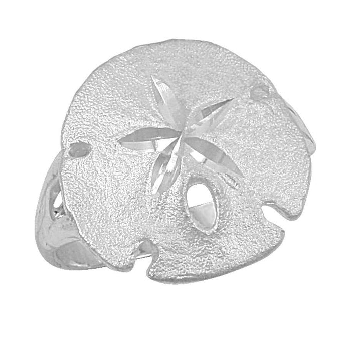 Sterling Silver Sanddollar With Wood Bark Ring