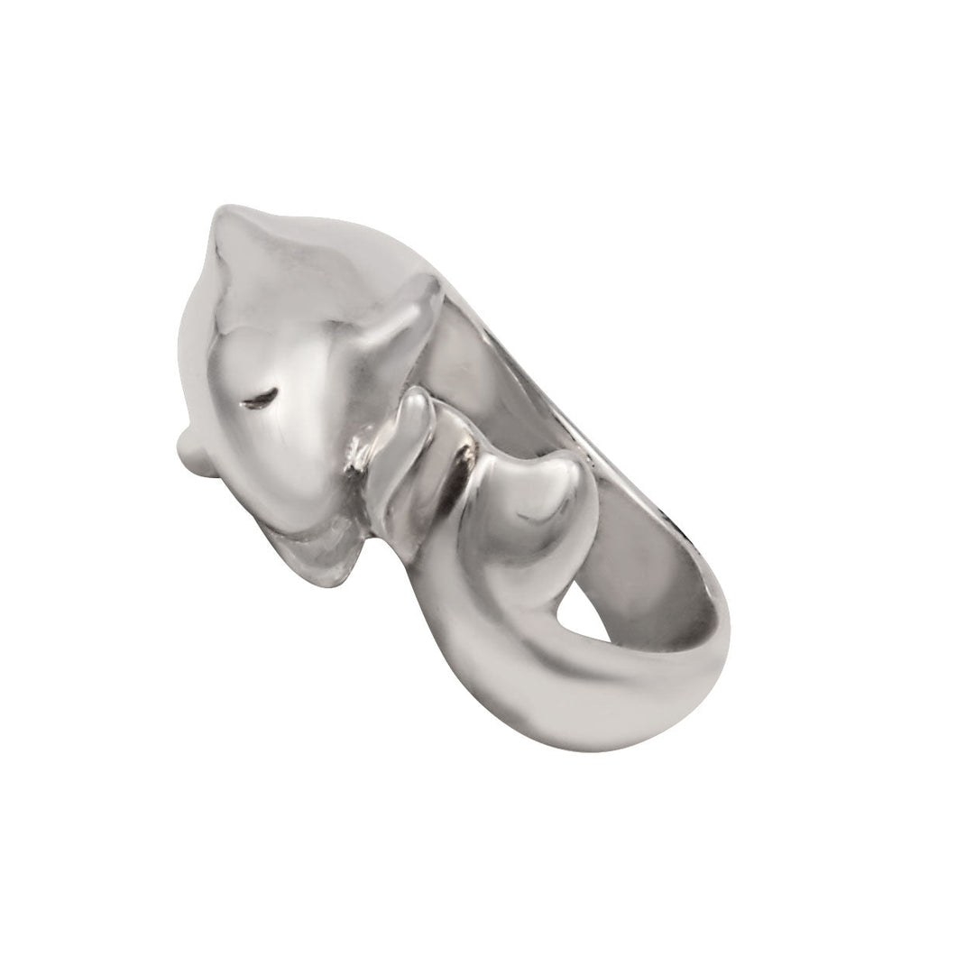 Sterling Silver Large Single Dolphin Ring, Size 6.5