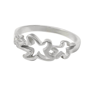 Sterling Silver Small Triple Starfish "Tanline" Ring