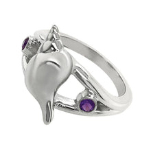 Load image into Gallery viewer, 02 February &quot;Birthshell&quot; Sterling Silver Ring:  The Tulip Shell with Amethysts