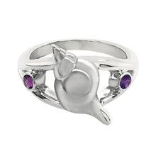 Load image into Gallery viewer, 02 February &quot;Birthshell&quot; Sterling Silver Ring:  The Tulip Shell with Amethysts