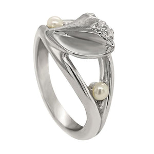06 June "Birthshell" Sterling Silver Ring:  The Conch Shell with Pearls