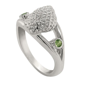 08 August "Birthshell" Sterling Silver Ring: The Nutmeg Shell with Peridots