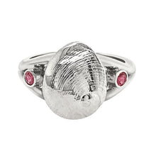 Load image into Gallery viewer, 10 October &quot;Birthshell&quot; Sterling Silver Ring: The Baby&#39;s Ear with Pink Tourmalines