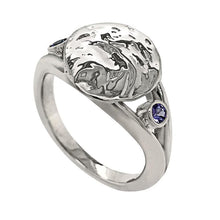 Load image into Gallery viewer, 12 December &quot;Birthshell&quot; Sterling Silver Ring: The Jingle Shell with Tanzanites