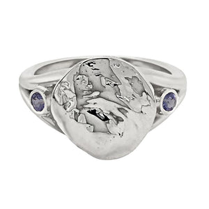 12 December "Birthshell" Sterling Silver Ring: The Jingle Shell with Tanzanites