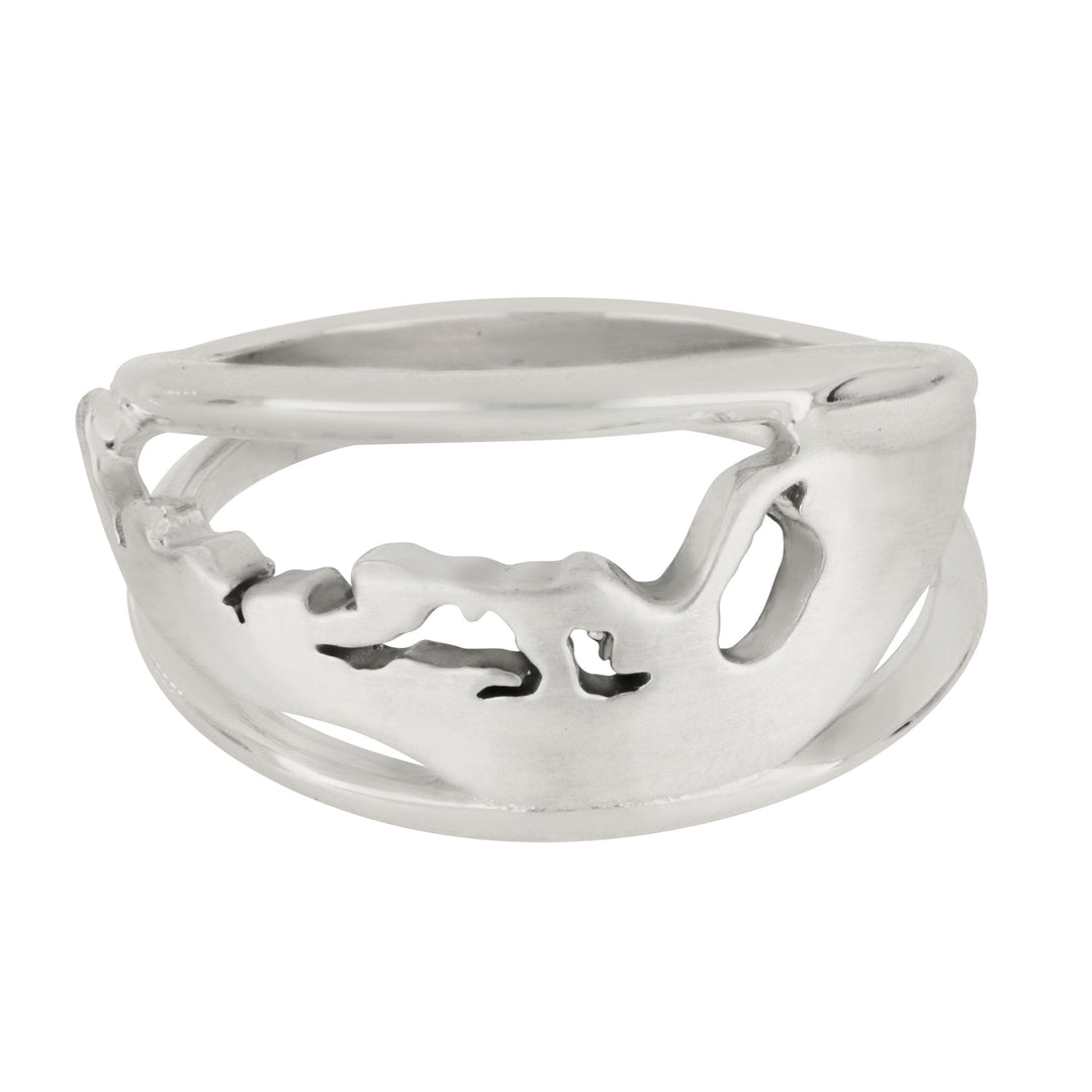 Sterling Silver Sanibel Map Ring, Size 6