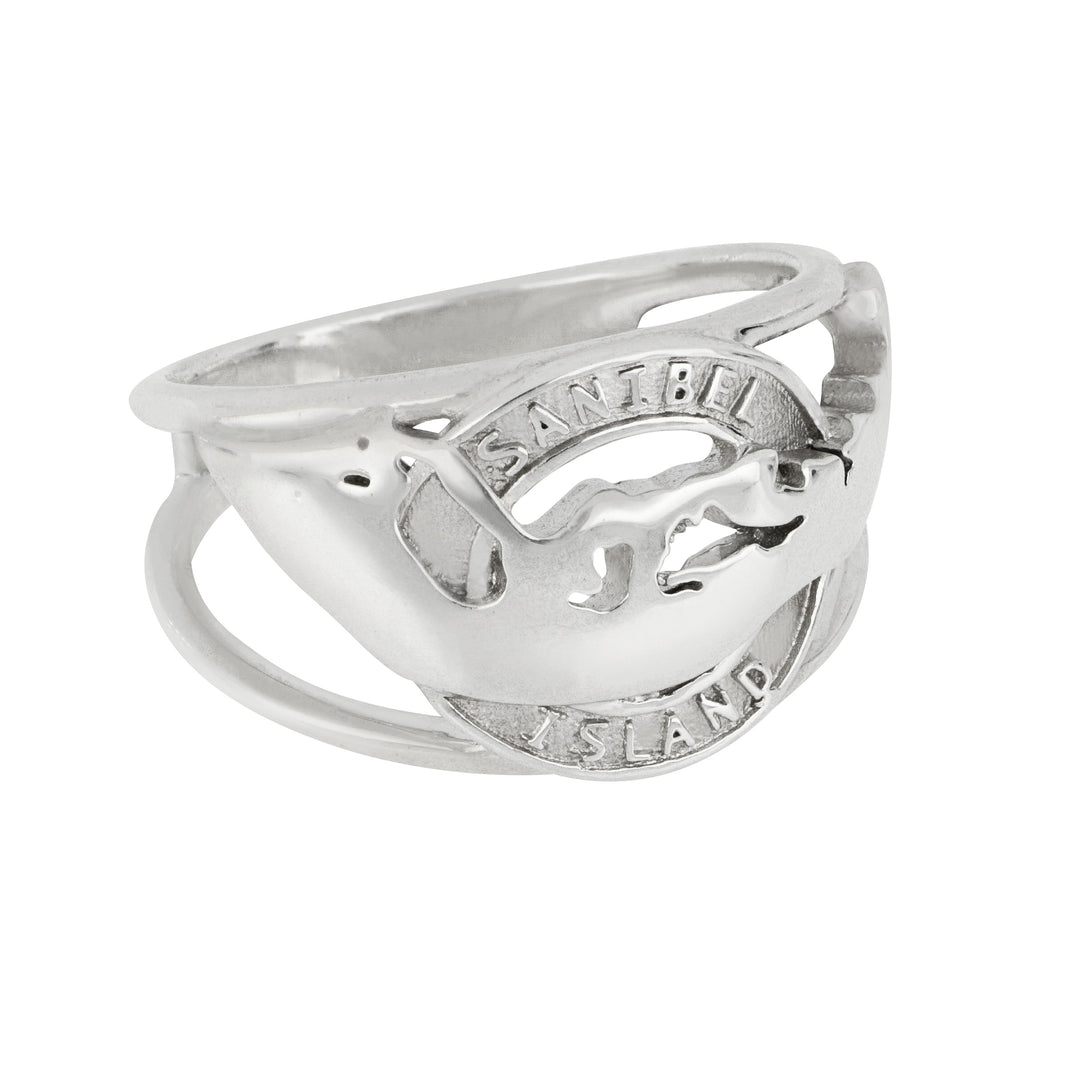 Sterling Silver Sanibel Disc Map Ring, Size 6.75