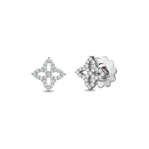 Roberto Coin 18 karat white gold Small Open Princess Flower Diamond Earrings, D=0.32tw