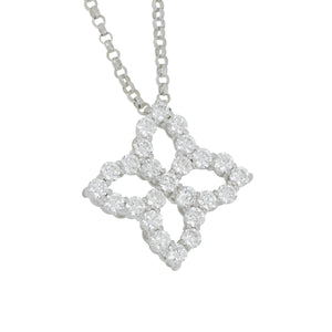 Roberto Coin 18 karat white gold open medium princess flower diamond 0.50ctw pendant on 16-18" adjustable chain