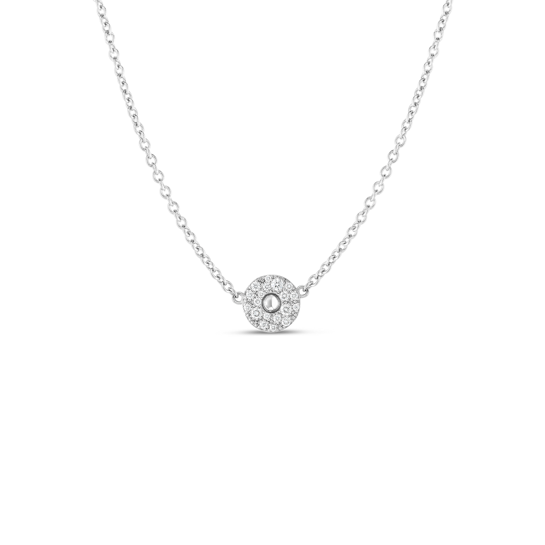 Roberto Coin 18 karat white gold Pois Moi Luna 1 Station Diamond Necklace 16-18