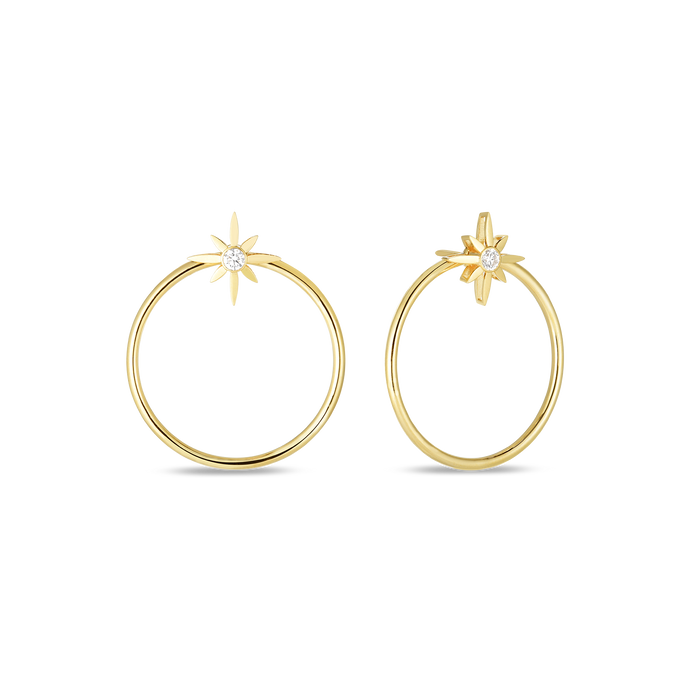 Roberto Coin 18 karat yellow gold Disney Cinderella Wand Circle Convertable Diamond Earrings, D=.20tw