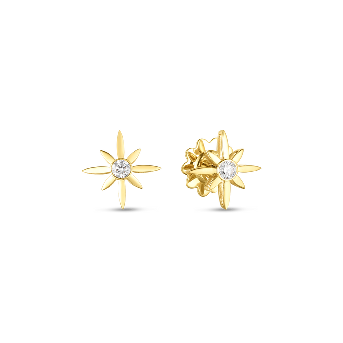 Roberto Coin 18 karat yellow gold Disney Cinderella Wand Diamond Stud Earrings, D=0.20tw
