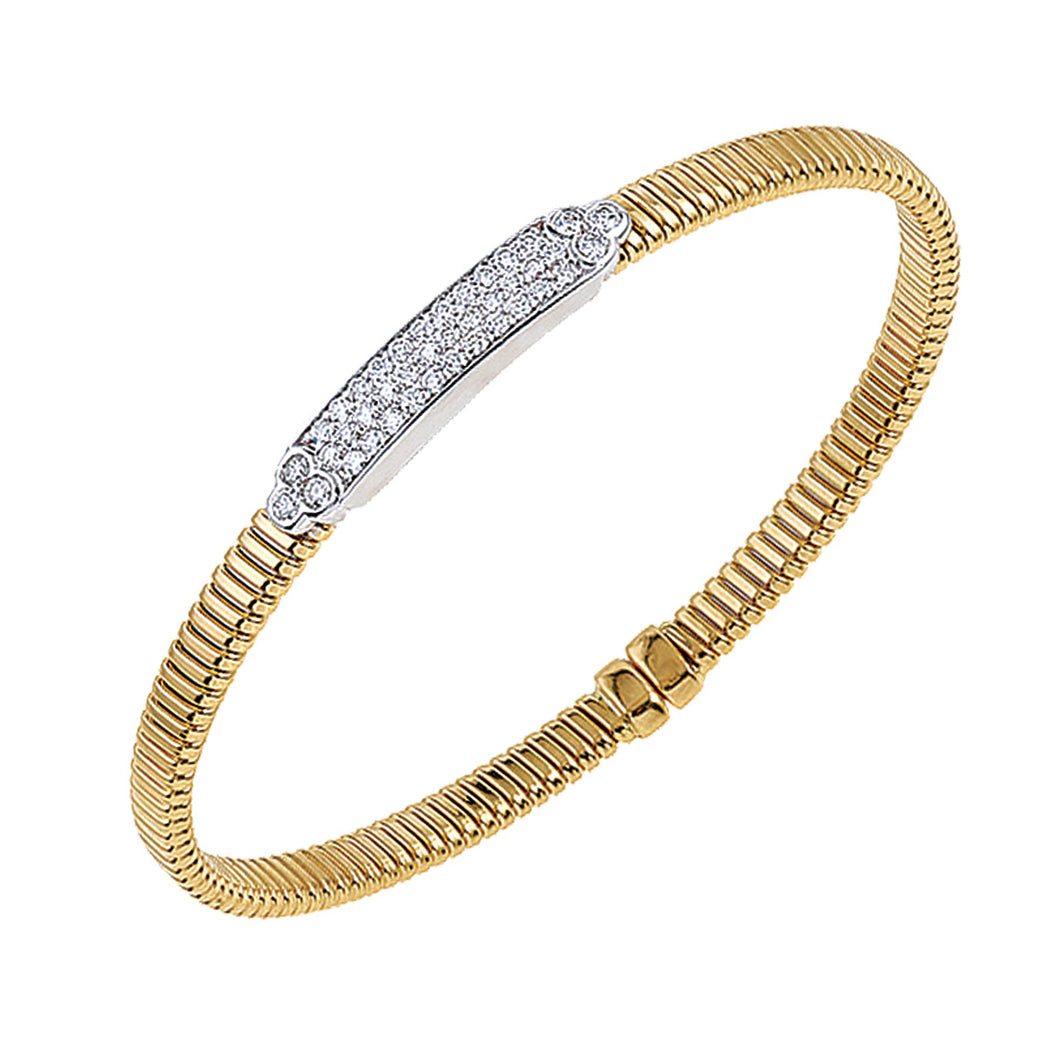 DA Gold 18 karat yellow and white gold Diamond bar center coil cuff Bracelet, D=0.55tw