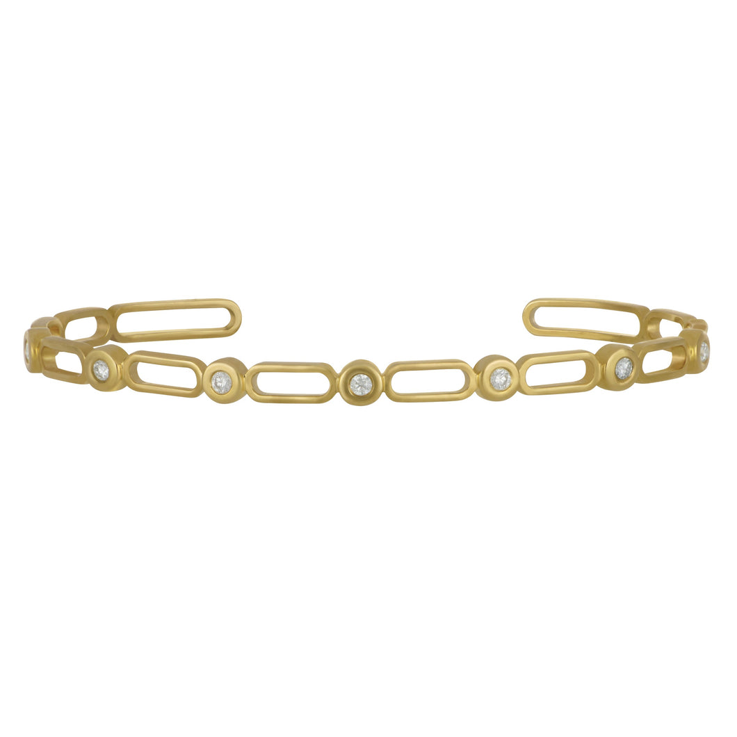 Michael M 14 karat yellow gold bezel set diamonds 0.263ctw GH/SI connection cuff bracelet