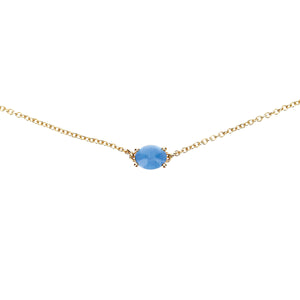 Nanis 18 karat yellow gold Dancing Azure London Blue Topaz bead Necklace 16", BTOP=0.40ct