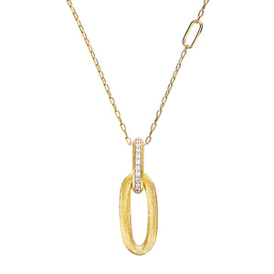Nanis 18 karat yellow gold Libera hand engraved Diamond Pendant 18", D=0.06tw