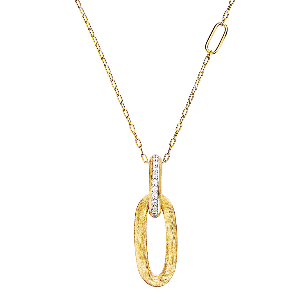 Nanis 18 karat yellow gold Libera hand engraved Diamond Pendant 18