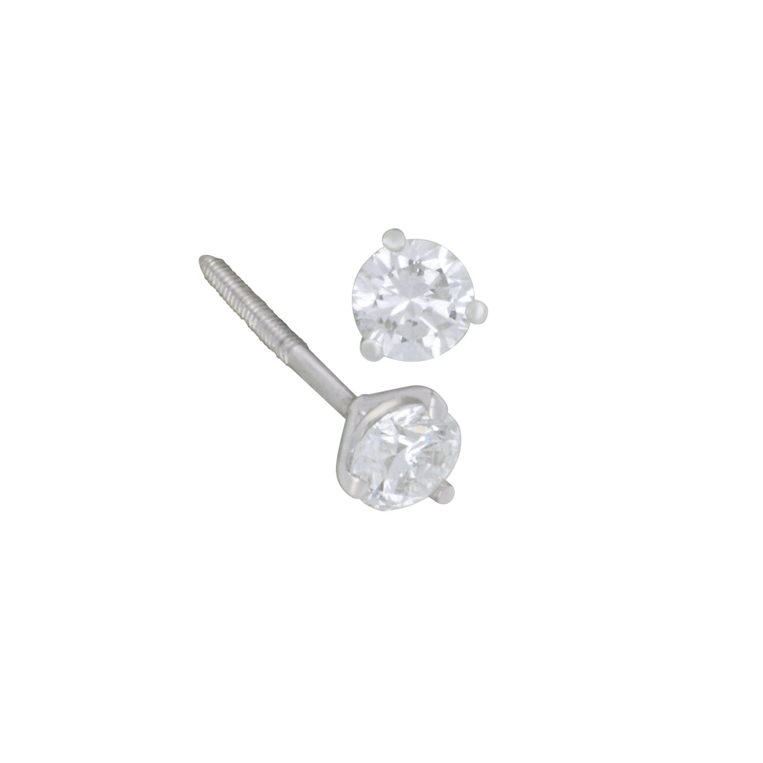 14 karat white gold 3 prong  diamond 0.50ctw GH/SI2 martini stud earrings with screw backs
