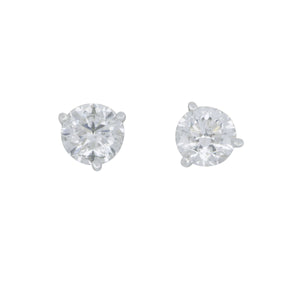 14 karat white gold 3 prong  diamond 1.40ctw GH/SI2 martini stud earrings with screw backs